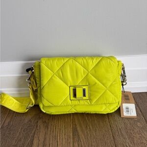 Steve Madden Neon Yellow Quilted Flap Crossbody Bag
